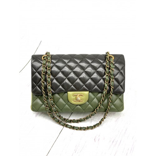 CHANEL TRI COLOR MEDIUM CLASSIC DOUBLE FLAP BAG