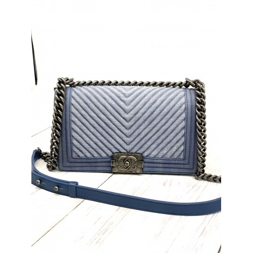CHANEL MEDIUM METALLIC DENIM BOY