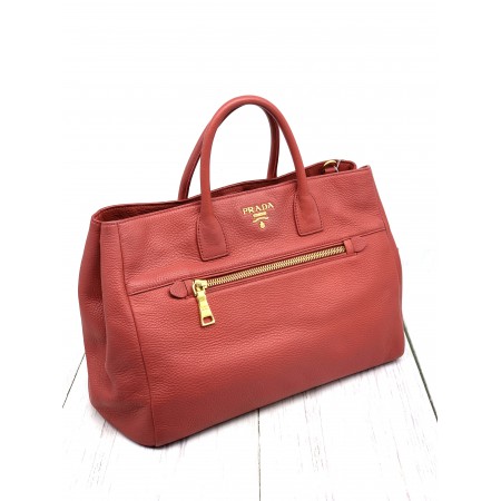 PRADA VITELLO DAINO FRONT POCKET TOTE BAG