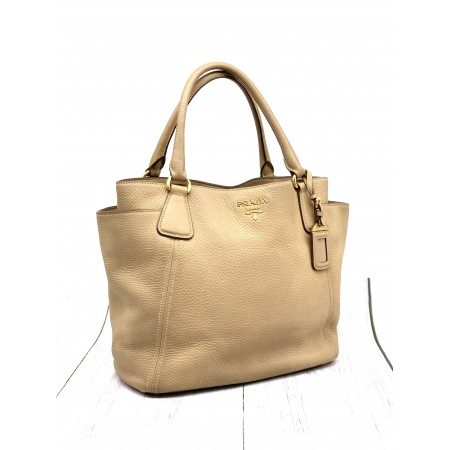 PRADA LEATHER SIDE POCKET TOTE BAG