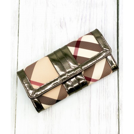 Burberry Black/Beige PVC and Patent Leather Penrose Compact Wallet